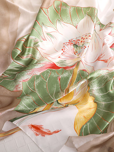 الأزهار القديمة المطبوعة حرير تقليد وشاح شال