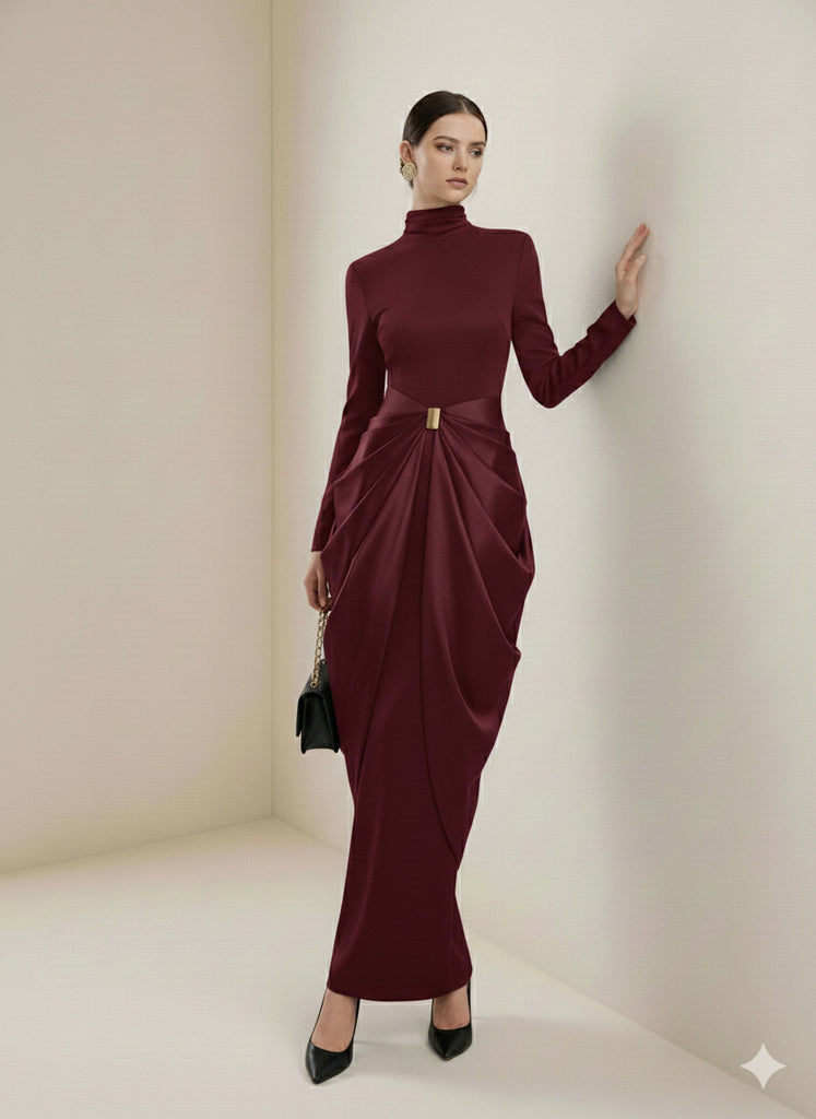 long evening dress with long sleeves Sheath/Column Off-the-shoulder Long Sleeves Velvet luxury Evening Dresses Dark Royal Blue