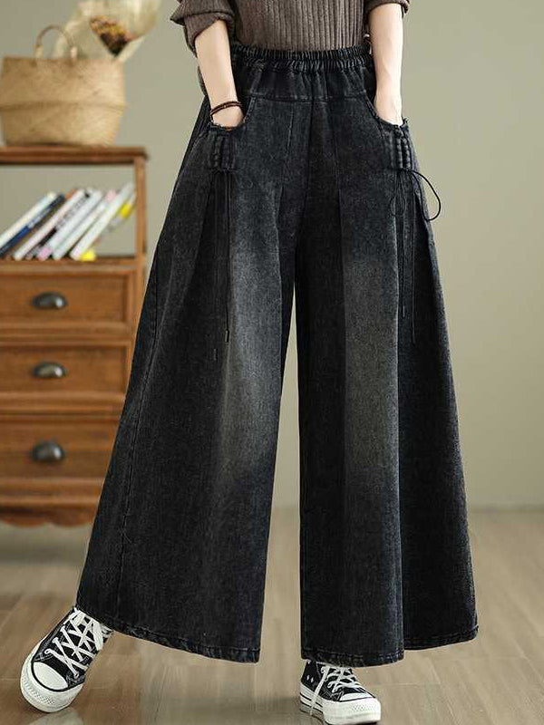 High Waisted Loose Buttoned Pockets Jean Pants Bottoms main image 0