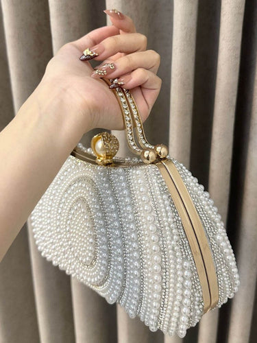 1740426 Geometric Lock Rhine Stones Shiny Crossbody Bags Evening Bags & Clutches