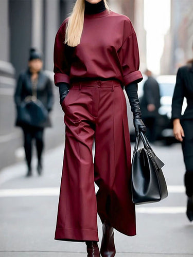 Loose Ninth Pants Solid Color Zipper Casual Pants Bottoms Trousers