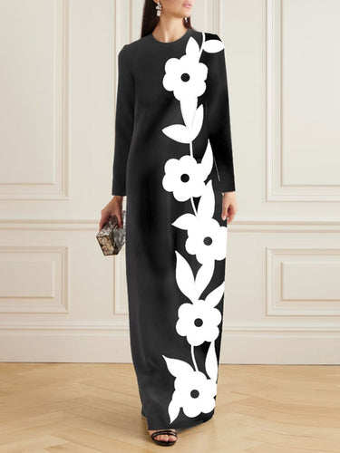 Long Sleeves Loose Contrast Color Flower Print Split-Joint Round-Neck – Uoozee official Long Sleeves Loose Contrast Color Flower Print Split-Joint Round-Neck – Uoozee official