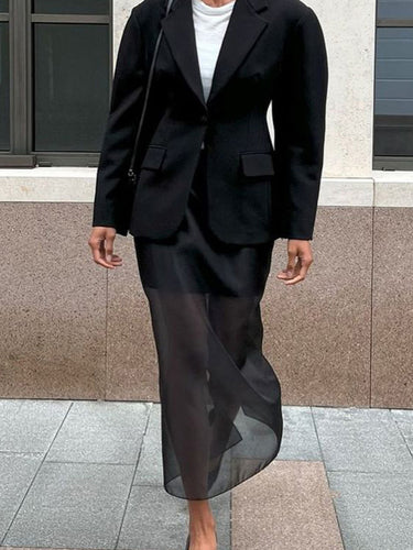 1740884 Bodycon High Waisted See-Through Solid Color Split-Joint Skirts Bottoms