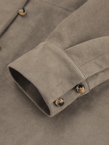 1742253 Long Sleeves Loose Buttoned Solid Color Split-Joint Lapel Blouses&Shirts Tops Outerwear