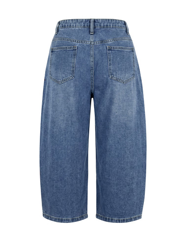Pantalones vaqueros holgados con pierna ancha y estampado de flores, sin cinturón, bolsillos, pantalones noveno