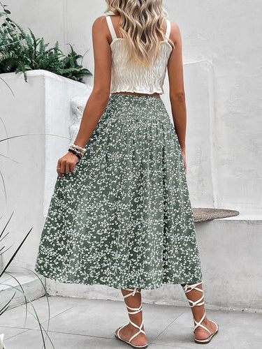 1768520 A-Line High Waisted Contrast Color Flower Print Skirts Bottoms