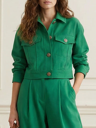 Long Sleeves Split-Joint Lapel Jackets&Coats Outerwear