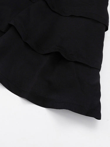 1740913 Bodycon Elasticated Waist Belted Buttoned Layered Solid Color Split-Joint Mini Dresses Shirt Dress