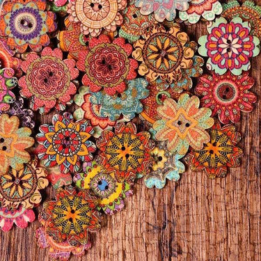 Alrededor de 100 piezas de botones de patrón floral multicolor