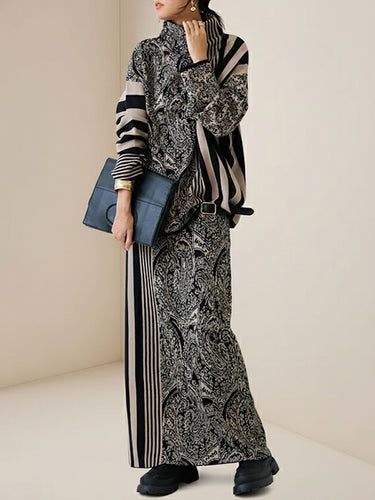 Long Sleeves Loose Striped Pullovers