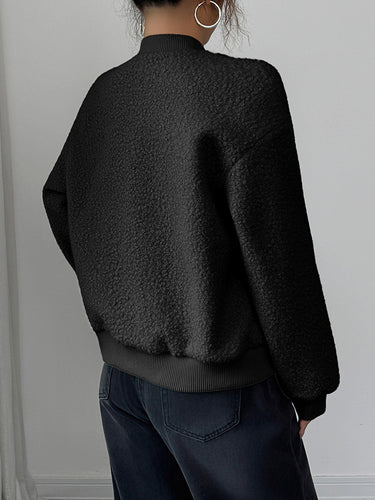 1725219 Long Sleeves Buttoned Elasticity Pockets Solid Color Collarless Jackets&Coats