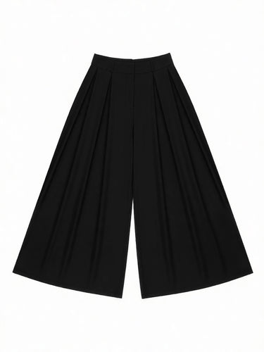 Stylish Loose High Waisted Solid Color Wide Leg Pants