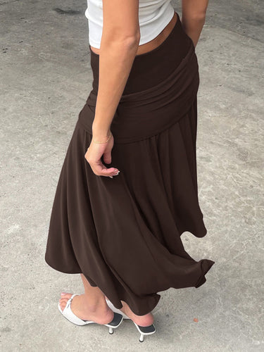1789275 Tied Waist Solid Color Pleated High Waisted Skirts Bottoms