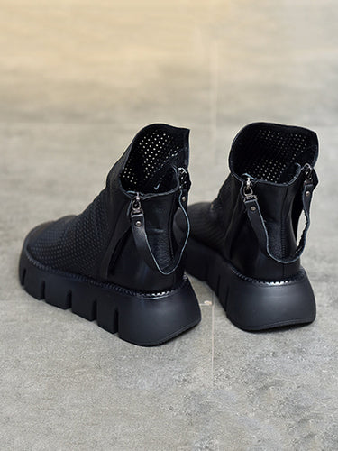 1133252 High-Top Open Toe Mesh Zipper Platform Shoes Sandals