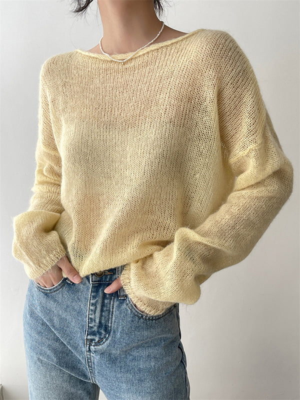 Solid Color Comfort Look-Thin Sweater Tops & Sleeveless Sweater Dresses Suits