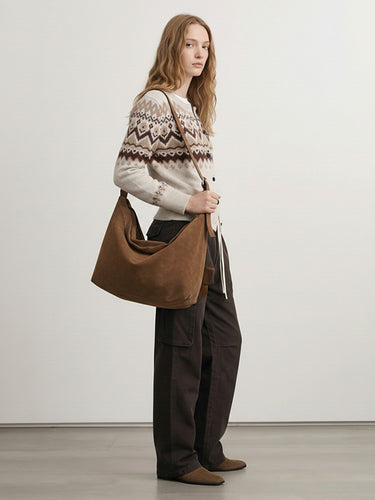 1730515 Long Sleeves Loose Buttoned Contrast Color Geometric Jacquard Split-Joint Round-Neck Outerwear Sweater