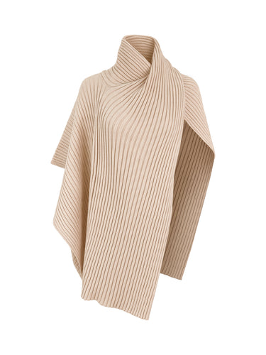 Lockere, asymmetrische, einfarbige Pullover mit hohem Kragen und geteilten Nähten