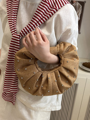 1747927 Geometric Pleated Rhine Stones Evening Bags & Clutches