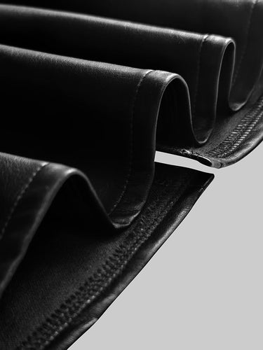 Long Sleeves Puff Sleeves Buttoned Pleated Solid Color V-Neck Midi Dresses