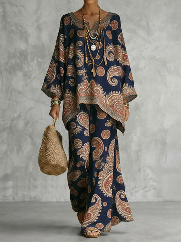 1781554 High Waisted Loose Contrast Color Printed Pants Trousers