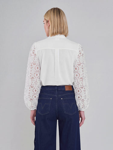 Long Sleeves Loose Buttoned Hollow Solid Color Split-Joint Lapel Blouses&shirts Tops