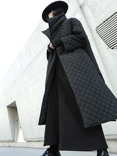 Abrigo largo de collar rhombic rhombic