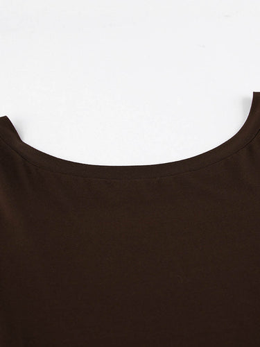 1739856 Vestidos largos ajustados con cuello redondo y talle alto sin espalda de color sólido
