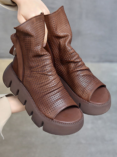 1133271 High-Top Open Toe Mesh Zipper Platform Shoes Sandals