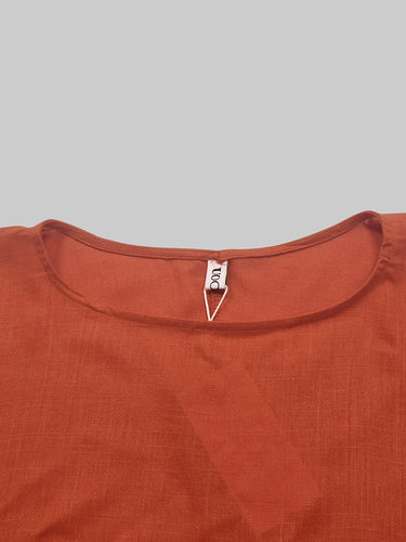 1652702 Batwing Sleeves Half Sleeves Solid Color Top + Contrast Color Wide Leg Pants Two Pieces Set