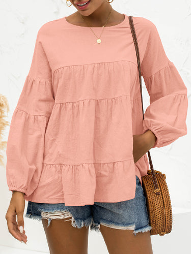 Maniche a maniche lunghe casual top-shirt topi time rotonde di colore rotondo
