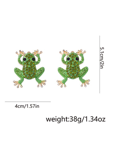 1715209 Animal Shape Rhinestone Shiny Earrings Accessories