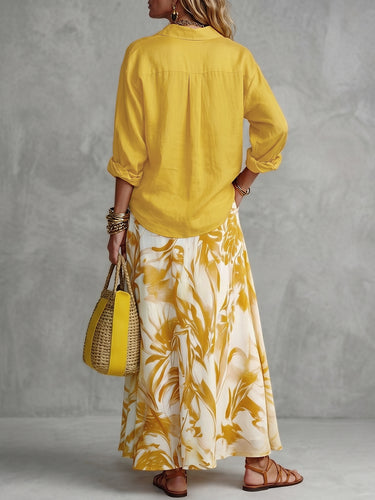 Blouses met lange mouwen, losse pasvorm, knoopsluiting en revers in effen kleur.&Shirts Tops