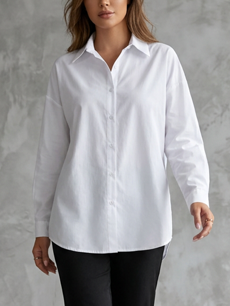 トップス bajra drape long sleeve shirt archive Long Sleeves Loose Buttoned Solid Color Split-Back Lapel