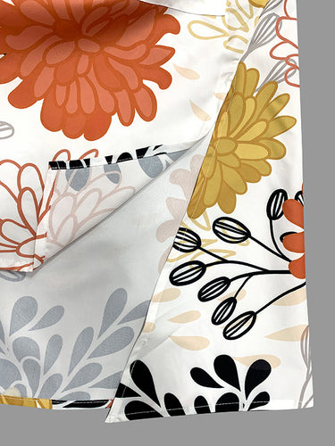 High-Low Long Sleeves Floral Printed Split-Joint Split-Side Lapel Blouses&Shirts Tops