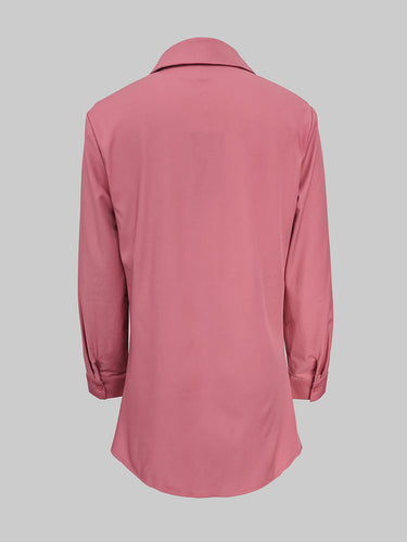 1733157 Long Sleeves Wrap Asymmetric Knot Pleated Lapel Blouses&Shirts Tops