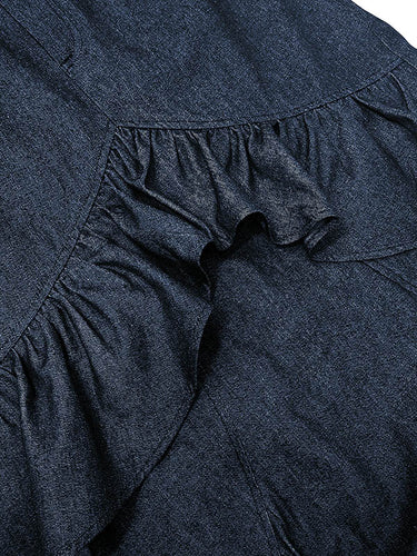 Bodycon High Waisted Ruffled Solid Color Split-Joint Skirts Bottoms