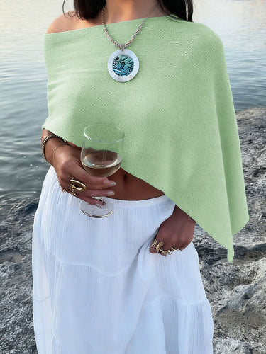 1747144 Irregularity Loose See-Through Solid Color One-Shoulder Cape