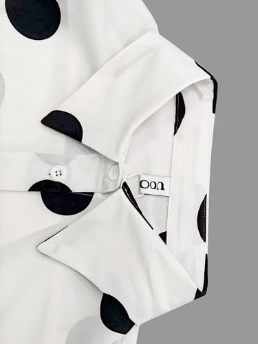 1778727 Long Sleeves Loose Buttoned Polka-Dot Printed Lapel Blouses&Shirts Tops