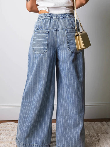 1776971 Pantaloni jeans con tasche elastiche con coulisse a vita alta