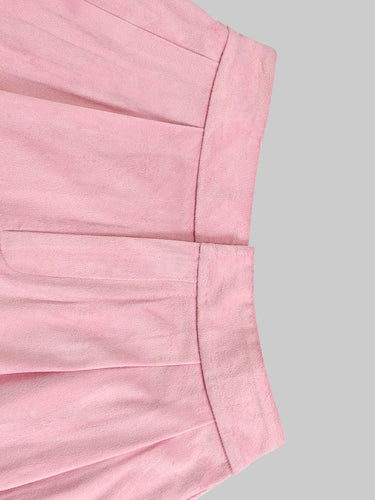 1739904 High Waisted Elasticity Pleated Pockets Solid Color Skirts Bottoms