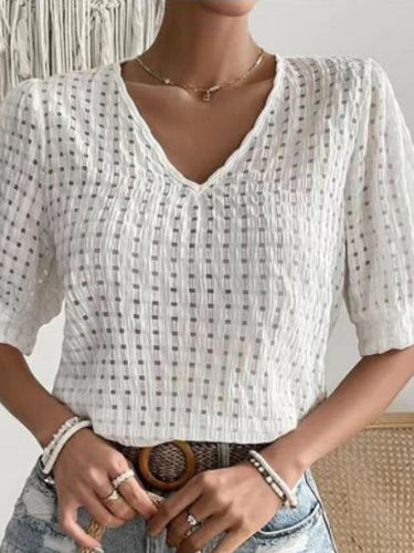 Maniche corte sciolte top-shirt a V-shirt top-s-shirts