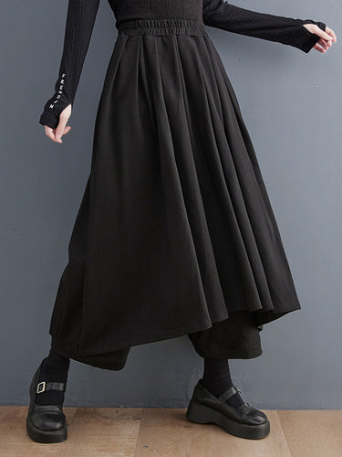 Perna larga da perna larga solta cor de cor sólida elástica calças