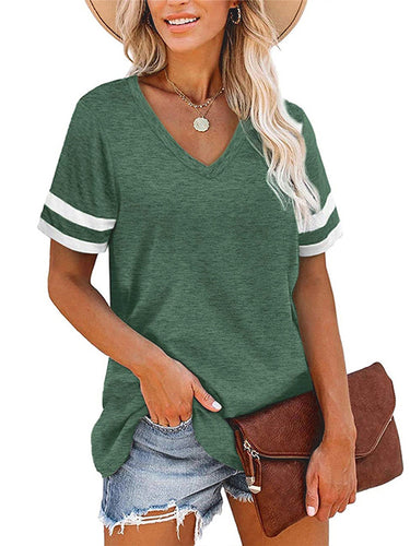 T-shirt con scollo a V a strisce a strisce a strisce a strisce a strisce sciolte