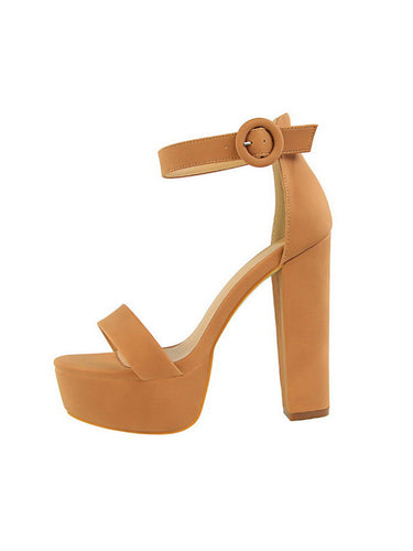 1748772 Buckle Peep-Toe Split-Joint Pumps Sandals