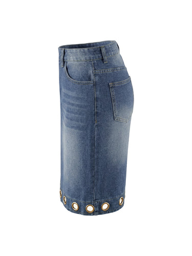 Cintura alta perna larga abotoada bolsos ocos cor sólida split-joint calças jeans bottoms shorts bottoms