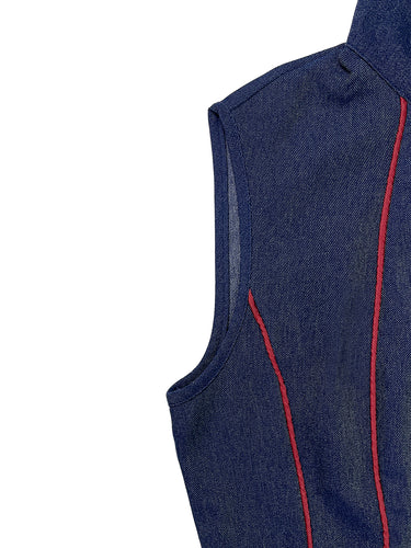 Jumpsuits met hoge taille, mouwloze zakken, ritssluiting en opstaande kraag