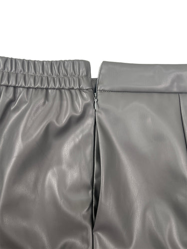Pantaloni a gamba larga con cerniera tinta unita con tasche a pieghe elastiche a vita alta