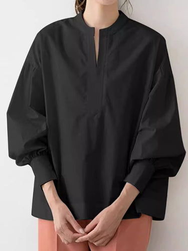 Maniche lunghe a base di colore solido a colori split-giunta camicette e camicie camicie