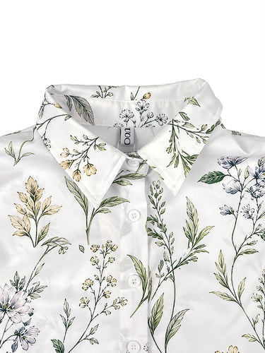 1781334 Long Sleeves Ruffle Sleeves Buttoned Flower Print Lapel Blouses&Shirts Tops