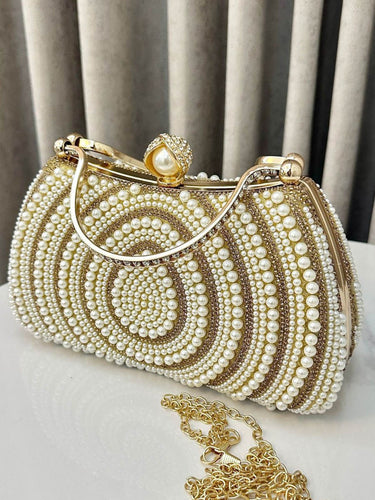 1740422 Geometric Lock Rhine Stones Shiny Crossbody Bags Evening Bags & Clutches